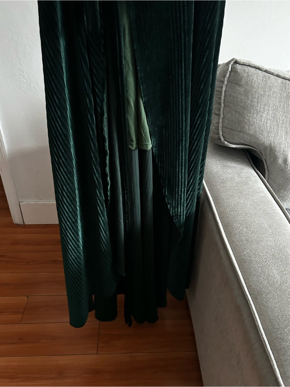 Baltic Born Velvet Wrap High-Low Dress L Green Whimsigoth Vampy - Picture 8 of 11